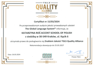 Quality Assurance certification - TGLS